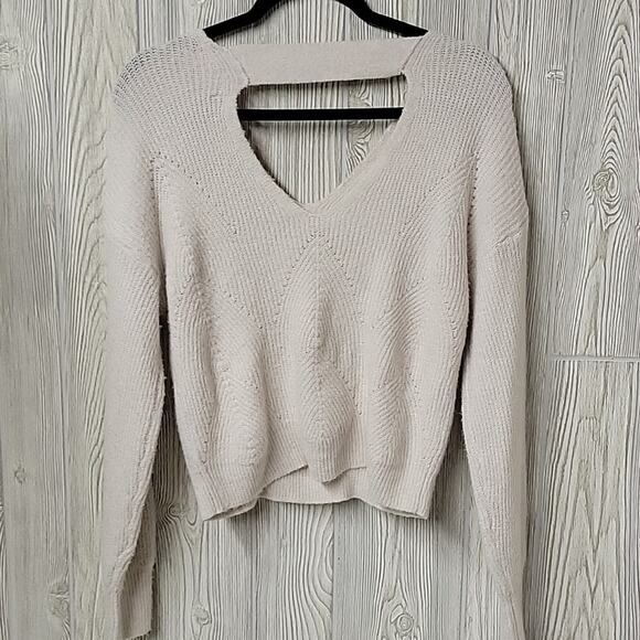 Pink Rose V Neck Open Back Detail Soft Knit Sweater Womens Size XS NWT - Picture 4 of 13